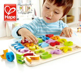 德国hape木制立体字母拼图 3岁以上幼儿童益智早教玩具 三岁宝宝