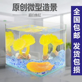 鱼缸乌龟缸桌上办公水族箱小型玻璃热带观赏金鱼水草生态超白包邮