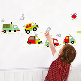 卡通小汽车墙贴小男孩儿童房幼儿园教室装饰墙壁贴纸交通工具贴画