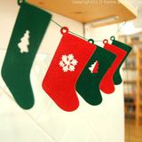 圣诞节派对用品 可爱圣诞袜子小彩旗串旗幼儿园走廊挂饰吊饰拉花