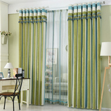 简约现代条纹加厚雪尼尔布料客厅卧室半遮光成品定制窗帘提花窗纱