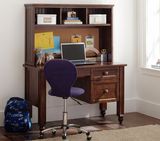 美式家具定制 转角连体书桌柜电脑桌 写字台书柜组合一体桌家具