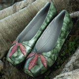 原创手工森女鞋春季新款真皮单鞋水染花朵舒适平跟平底低帮休闲鞋
