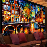 大型壁画欧式复古油画墙纸 彩绘个性抽象壁纸餐厅客厅背景墙酒吧