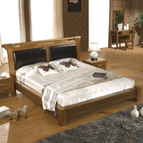 高档软靠背真皮实木床 简约中式双人床 1.5/1.8米卧室家具特价