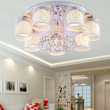 温馨浪漫主卧室LED吸顶灯圆形简约创意变光婚房小客餐厅水晶吊灯