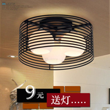 简约LED吸顶灯具现代创意个性温馨圆形铁艺玻璃宜家卧室餐厅灯饰