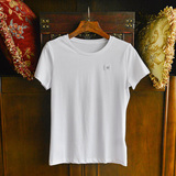 欧洲站2016春夏装新款欧货外贸原单女装潮 时尚白色圆领短袖T恤