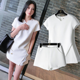 韩国代购2016夏装新款女装潮夏季名媛两件套性感短裙子白色连衣裙