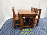 老榆木家具 老榆木餐桌 榆木办公桌 实木餐桌椅组合 现代家具