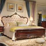 欧式简约实木床 卧室真皮双人床 美式床奢华婚床精品新古典床新款