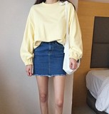 2016春韩国正品代购女装 韩国直邮 纯色修身包臀牛仔短裙 MB
