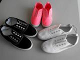 hm正品黑色白色荧光粉紧布套脚低帮帆布舒适透气大童学生鞋女鞋