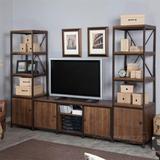 美式复古实木电视柜组合LOFT风格铁艺置物架客厅收纳架展示架定做