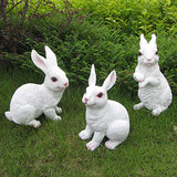 树脂动物景观雕塑工艺品花园林庭院户外装饰品 仿真小白兔子摆件