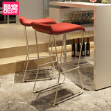 酷窝现代简约时尚酒吧椅 创意造型高脚椅金属皮椅家居椅凳子