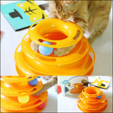 外贸宠物用品猫玩具带球三层猫转盘猫乐园互动益智逗美英短猫玩具