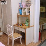 美式儿童家具简约小户型实木直角书桌书架组合书台电脑桌80cm白色