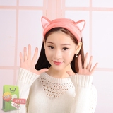 可爱猫咪耳朵洗澡美容束发带韩国洗脸发箍化妆束发巾敷面膜发套