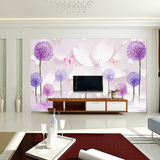 电视背景墙纸3d大型无缝壁画整张紫色蒲公英客厅卧室壁纸墙布