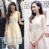 2016春夏唐嫣刘诗诗明星连衣裙 修身性感姐妹团伴娘礼服白色短裙