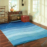 豪居 蓝色简约时尚条纹儿童房 客厅茶几卧室满铺家用加厚地毯定制