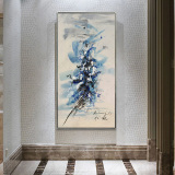 雅韵现代简约风景抽象油画纯手工绘客厅走廊过道玄关装饰画竖版幅