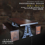 loft工业风餐桌实木铁艺桌椅组合咖啡桌创意工作桌书桌会议桌长凳
