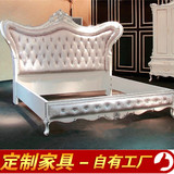 欧式双人床后现代新古典实木床布艺钢琴烤漆银箔法式白色婚床现货