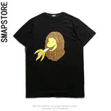 SMAP男装夏季新品潮牌恶搞猿人吃香蕉欧美宽松男式t恤嘻哈短袖tee