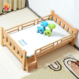 实木新款原木重庆单层榉木儿童床环保婴儿1米单人床 拼合床带护栏