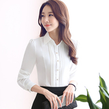 白衬衫秋女职业装长袖韩版气质雪纺衬衣白领ol工作服大码