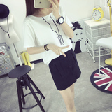 韩版学院风短袖T恤女夏季短款简约学生宽松雪纺夏装女装上衣百搭