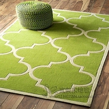 现代绿色格子地毯客厅茶几沙发地毯卧室床边手工腈纶地毯满铺定制