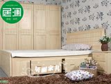 上海定做松木实木家具卧室1.5米双人床高箱储物床儿童成人床定做