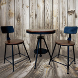 现代简约咖啡厅餐桌椅组合 复古铁艺实木阳台小茶桌休闲酒吧茶几