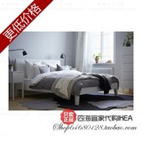 上海宜家家居正品代购IKEA北欧时尚简约诺德里双人床架白色带床板