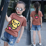 女童新款韩版夏季圆领印花汗衫可爱卡通动漫中大童潮流短袖T恤