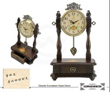 欧式复古实木座钟时尚创意时钟坐钟客厅卧室石英钟表静音台钟摆件