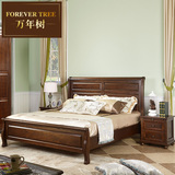 美式乡村全实木床简约双人床复古典婚床1.8米进口白蜡木大床包邮