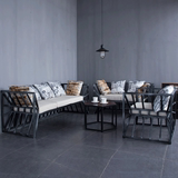 欧式复古铁艺沙发椅组合茶几沙发椅组合LOFT工业风格创意沙发长椅