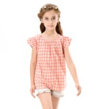 安奈儿女童夏装纯棉短袖梭织衬衫衬衣 AG421406   专柜正品