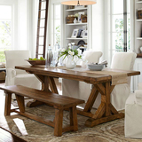 实木餐桌 创意做旧家具美式办公会议桌书桌复古小户型餐桌椅组合