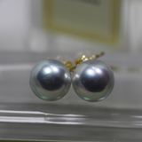正品进口8.5-9银灰色天然真多麻日本海水珍珠AKOYA珍珠耳钉可定制