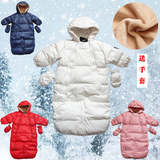 冬季婴儿羽绒服哈衣宝宝爬服新生儿加厚连帽连体衣抱被睡袋 两用