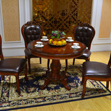 欧式实木小圆桌客厅洽谈桌小户型餐桌椅组合咖啡实木桌子80cm1米
