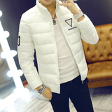 冬季男羽绒棉棉袄立领短款青年学生休闲棉服白色棉衣修身男装外套