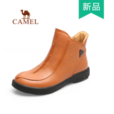 Camel/骆驼女鞋2015冬季新款女靴真皮保暖棉靴正品短靴A154301118