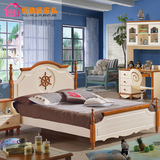 儿童床实木男孩橡木床 地中海美式单人王子床家具1.2米1.5米床