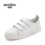 Westlink西遇男鞋2016夏季新款韩版小白鞋魔术贴滑板鞋真皮休闲鞋
